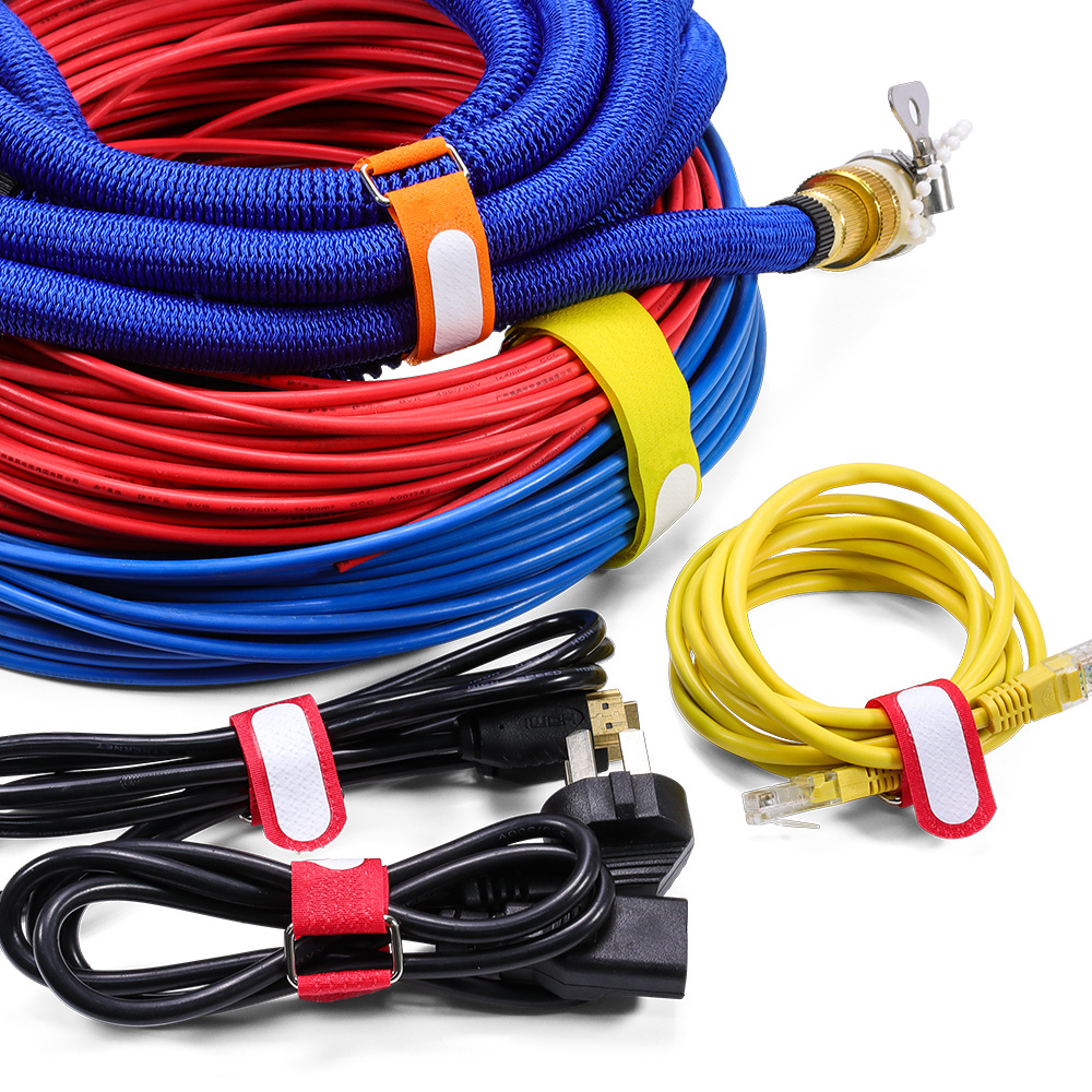 Easy Cable Identification Cable Ties Wire Management Reusable Cinch Strap Hook and Loop Buckle Strap with Writing Label