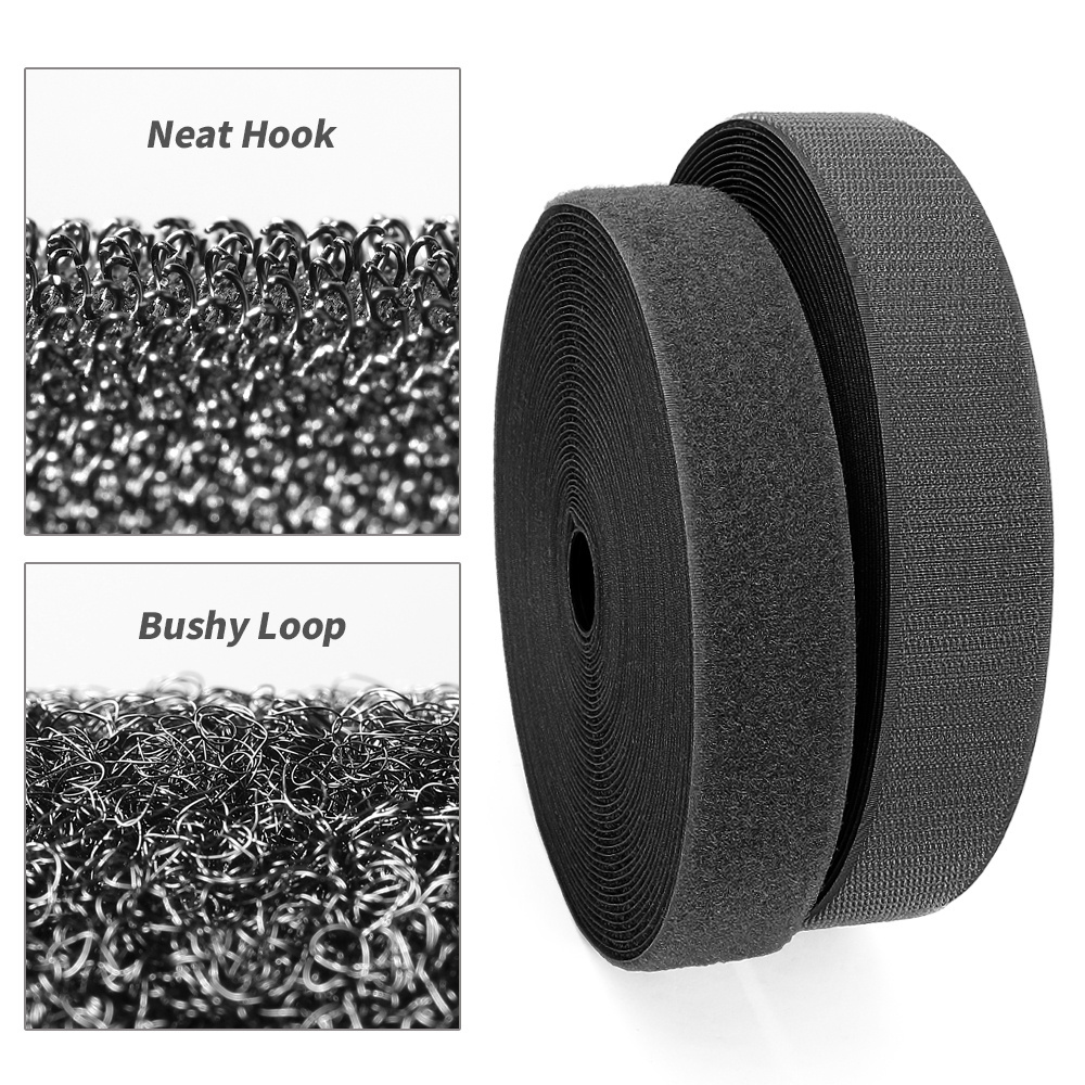 Factory Custom Polyester Hook And Loop Tape Sewing On Straps Magic Tape Soft Hook And Loop Fabric for Bags Clothing Shoes