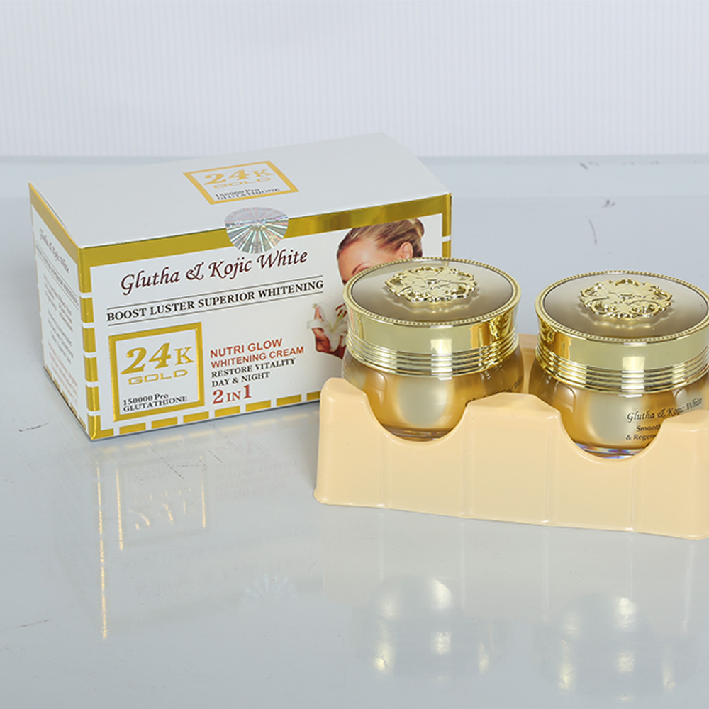 RT Gllutha Kojic White Morning And Night Cream Strong Whitening Glowing 24K Gold Skin Bleaching Cream For Dark Skin