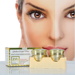 RT Gllutha Kojic White Morning And Night Cream Strong Whitening Glowing 24K Gold Skin Bleaching Cream For Dark Skin