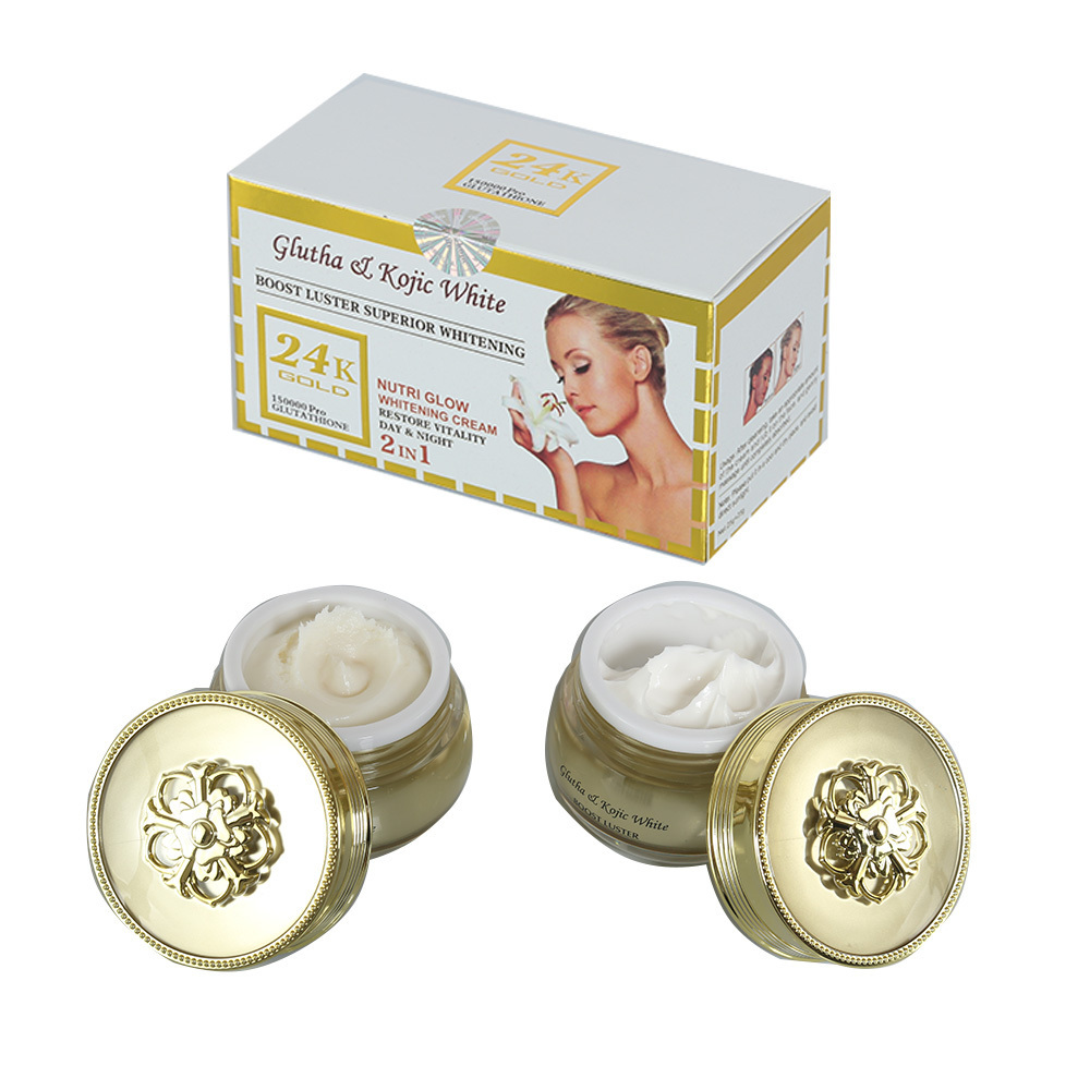 RT Gllutha Kojic White Morning And Night Cream Strong Whitening Glowing 24K Gold Skin Bleaching Cream For Dark Skin