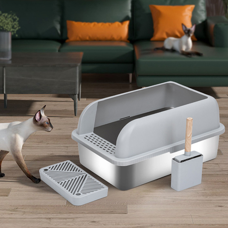 Large size Stainless Steel Cat Litter Box - Never Absorbs Odor, Stains, or Rusts - No Residue Build Up