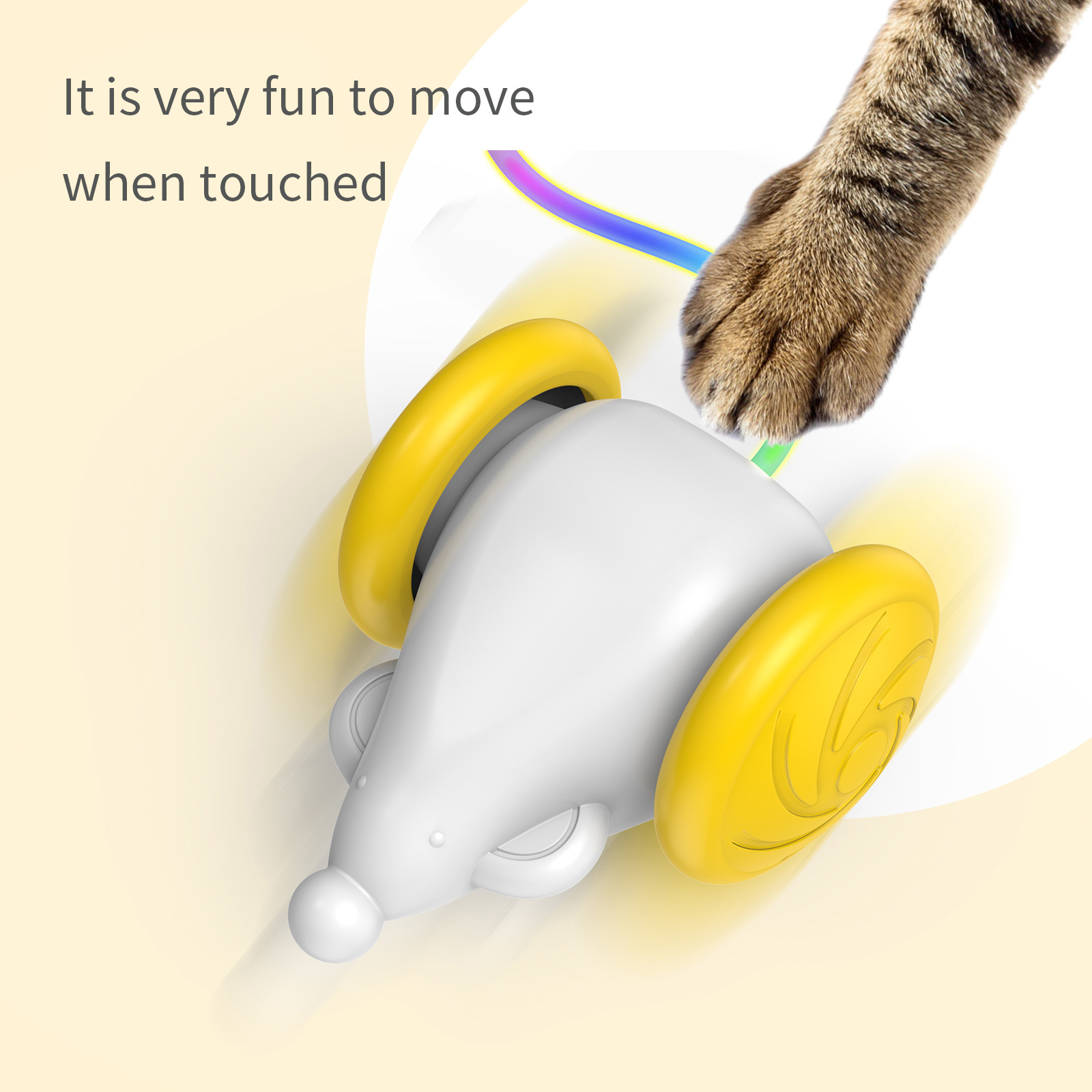 Wholesale USB Rechargeable Smart Electric Automatic Cat Toy Mouse Interactive Mice Cat Toys with LED Light Mouse toy