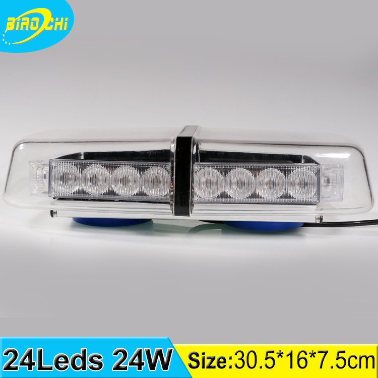 24 LED road safety 24V 12V automotive led light, magnetic mount red and blue led warning lights