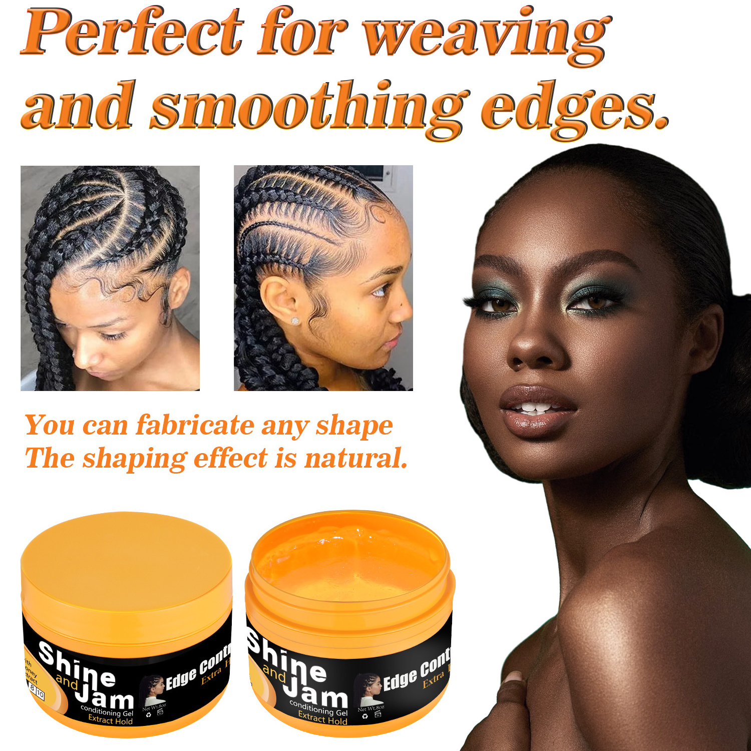 Private Label Braiding Gel Extra Hold 4C Hair Styling Twist Loc Edge Braid Hair Gel Vendor Shine And Jam Gel