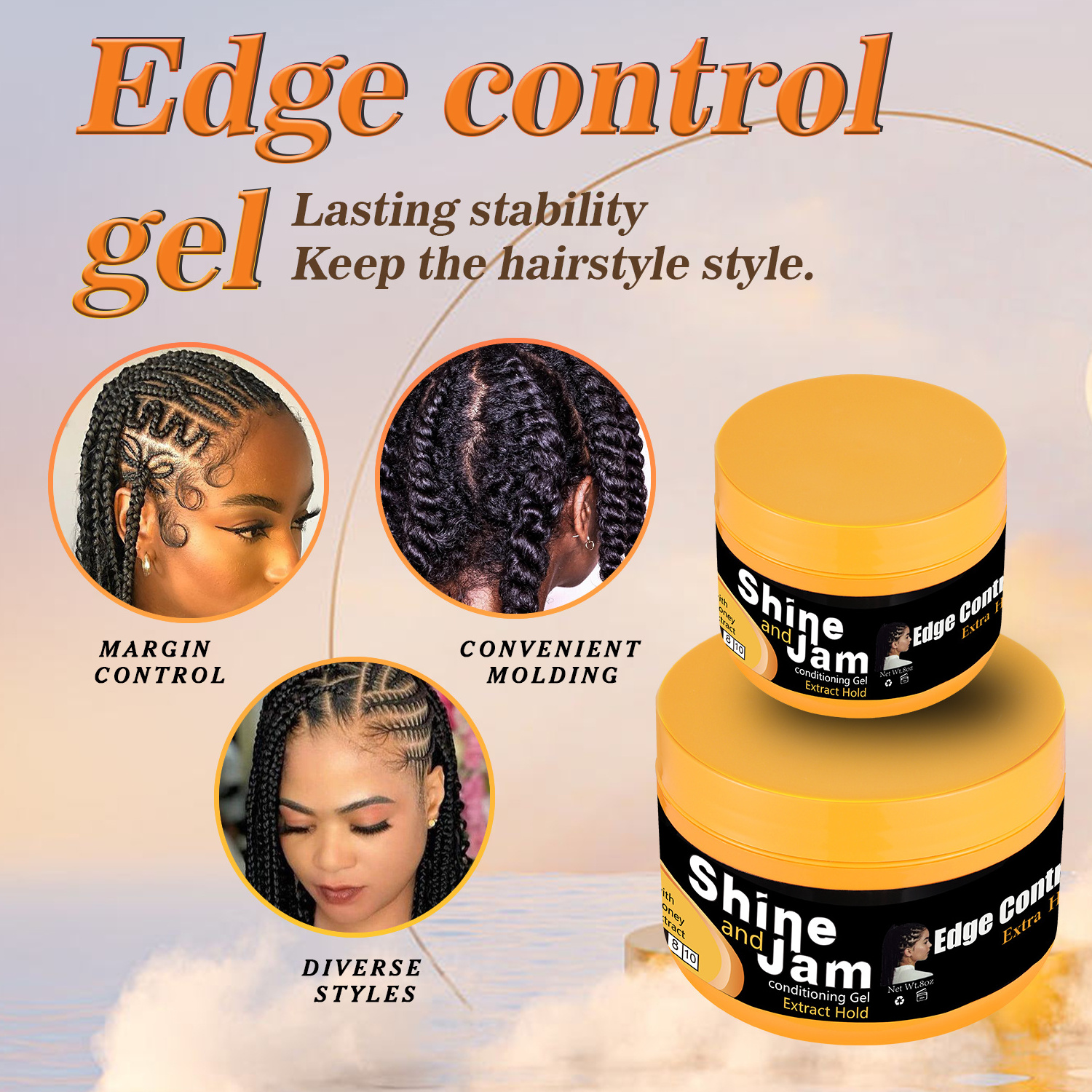 Private Label Braiding Gel Extra Hold 4C Hair Styling Twist Loc Edge Braid Hair Gel Vendor Shine And Jam Gel