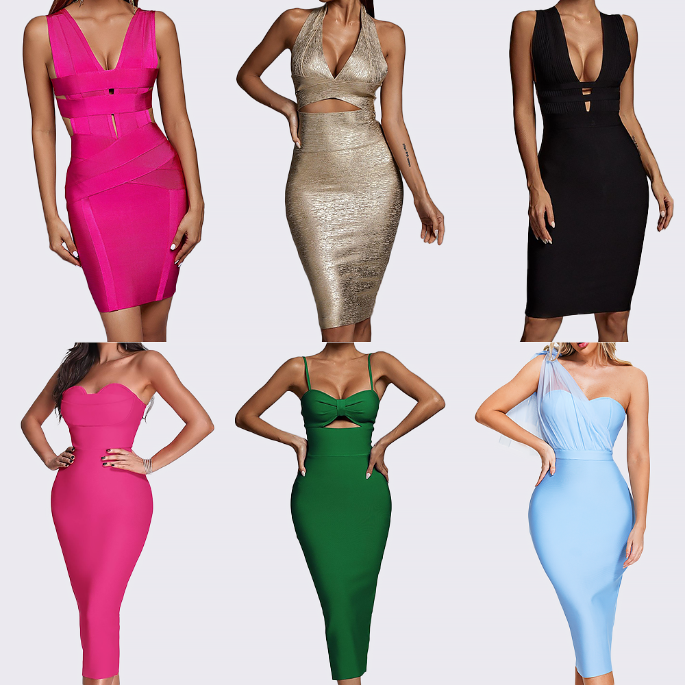 BellaBarnett Wholesale Clothing Ladies One Shoulder Long Sleeve Mini Midi Maxi Bandage Dress Bodycon Cocktail Women Party Dress