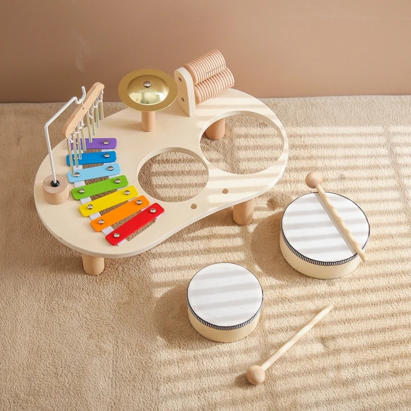 Wooden Natural Multifunctional Music Percussion Toy Kids Montessori Preschool Educational Music Toys for Boys Girls