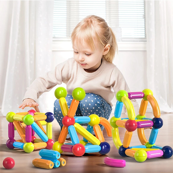 2-8 Years Popular Sales Magnetic Blocks Kids Educational Magnet Balls Building Tiles Stacking Toys Set