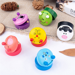 Kids Wooden Castanets Toys Cute Animal Finger Clappers Musical Instruments Preschool Educational Toys For Kids Toddler Babys