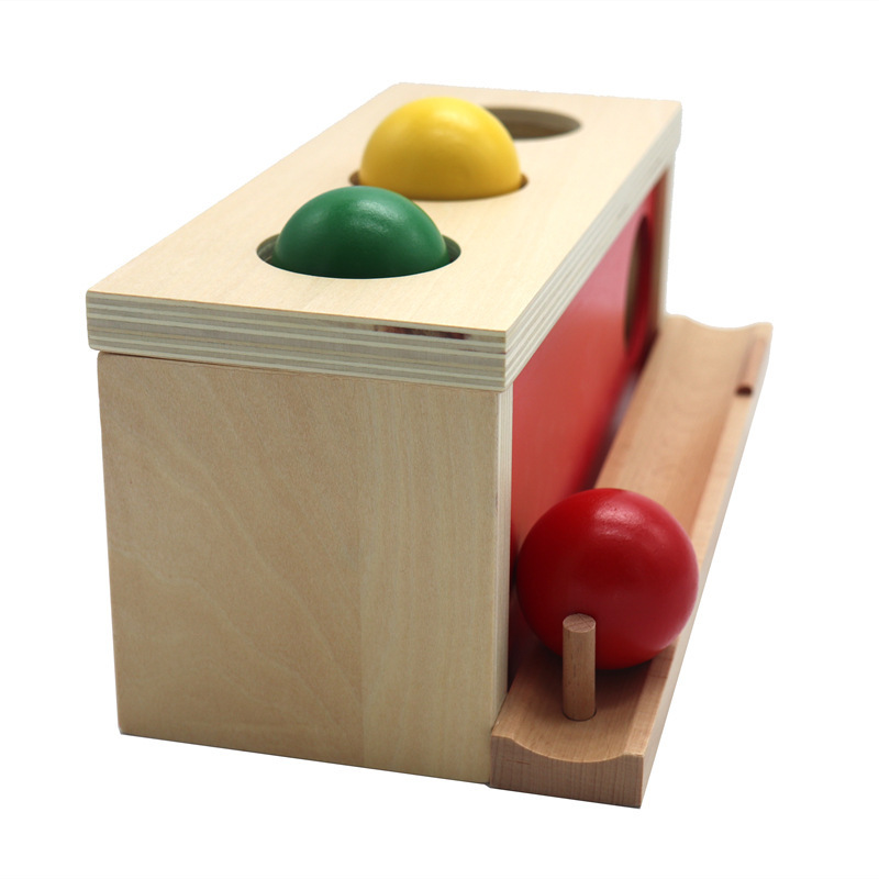 High Quality Montessori Teaching Aids Kids Early Education Enlightenment Wooden Knocking Ball Box Toys