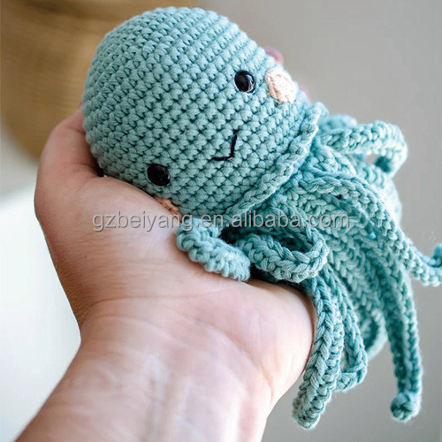 100%Cotton Matching Amigurumi Crochet Baby Rattle Personalizable Jellyfish Premature Baby Cuddly Toys