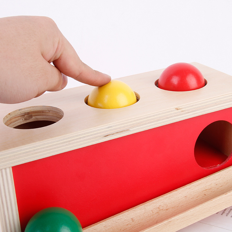 High Quality Montessori Teaching Aids Kids Early Education Enlightenment Wooden Knocking Ball Box Toys