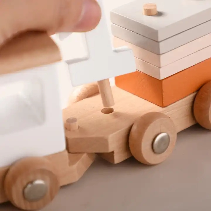 Wooden Train Building Blocks Toys for Kids Birthday Gift Number Early Educational Montessori Toys for Baby