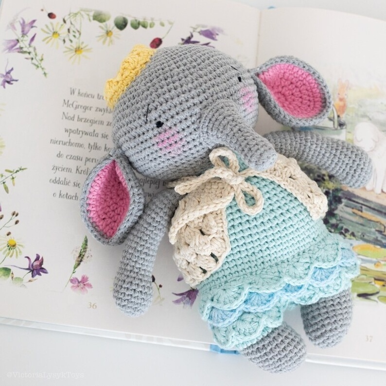 100%Cotton Soft Amigurumi Stuffing Toy Customized Knitting Elephant Doll For Kid Gift Set Crochet Bunny Animal For Baby Gift Set