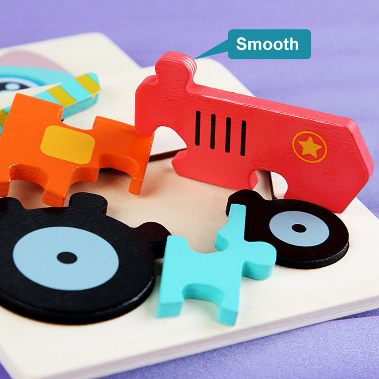 Baby Montessori Toys 3D Puzzle Cartoon Animals Vehicle Cognitive Jigsaw Puzzle Wooden Toys for Children