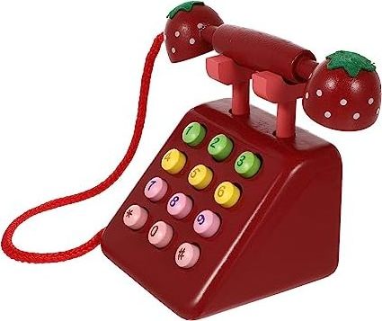 Children Wooden Landline Antique Dialing Educational Telephone Toy  Pretend Kid Wooden Telephone Toy Educational Interactive Toy