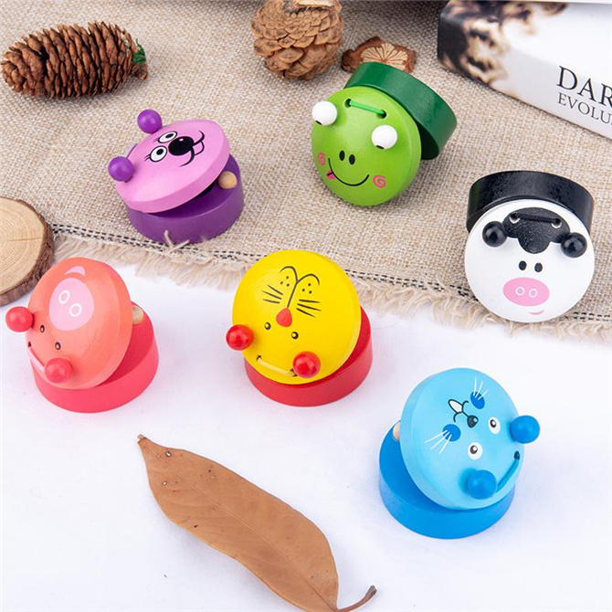 Kids Wooden Castanets Toys Cute Animal Finger Clappers Musical Instruments Preschool Educational Toys For Kids Toddler Babys