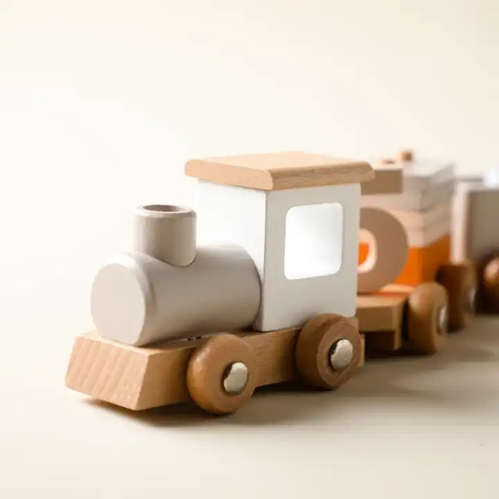 Wooden Train Building Blocks Toys for Kids Birthday Gift Number Early Educational Montessori Toys for Baby