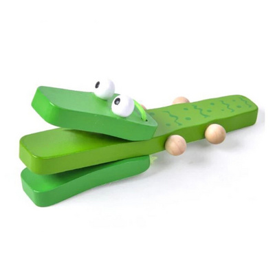 Kids Wooden Toys  Cute Crocodile Castanets Musical Instrument Toys Clapper Handle Baby Development Music Educational Toys