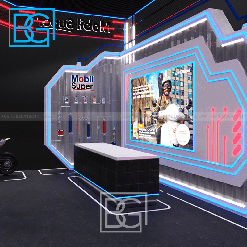 Pop Up Demo Booth Recyclable Exhibits Exhibition Booth Led Display Stands Metal Aluminum Frame With Light