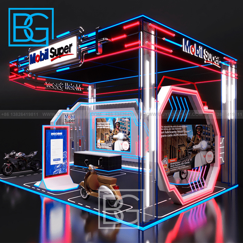 Pop Up Demo Booth Recyclable Exhibits Exhibition Booth Led Display Stands Metal Aluminum Frame With Light