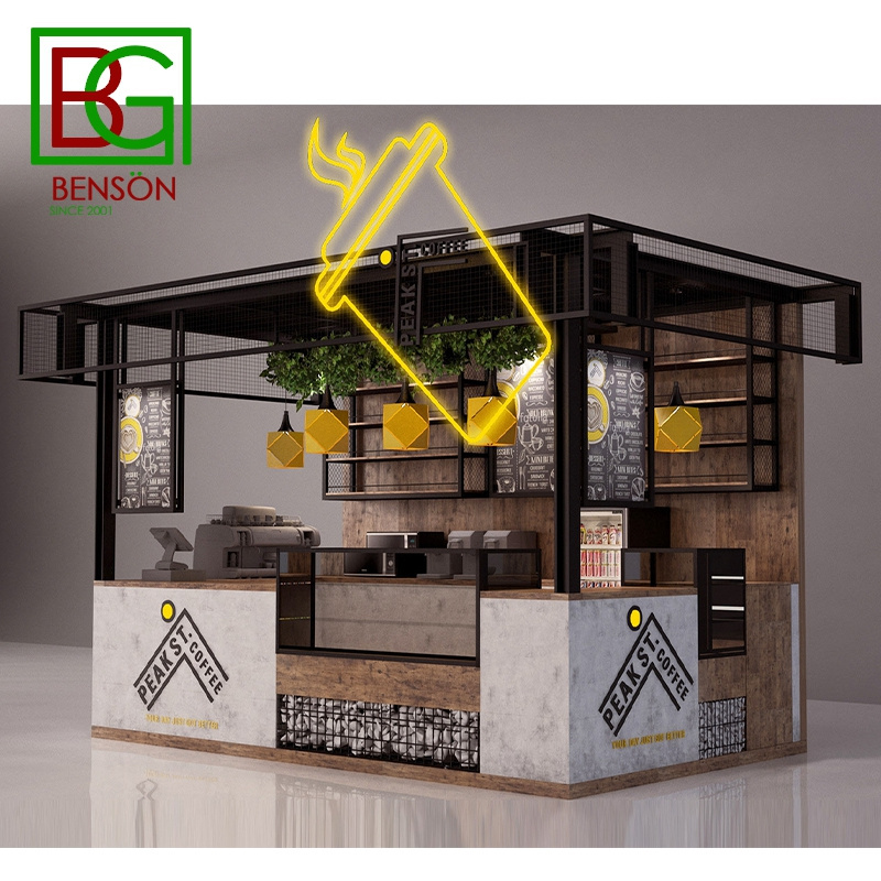 Hottest Commercial Coffee Kiosk Furniture Cafe Kiosk Counter For Sale High Quality Design Food Kiosk Design