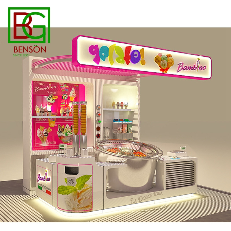 Professional Design Food Kiosk Ideas 3D Max Retail Ice Cream Kiosk Design Bubble Tea Kiosk Decoration