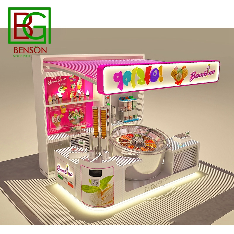 Professional Design Food Kiosk Ideas 3D Max Retail Ice Cream Kiosk Design Bubble Tea Kiosk Decoration