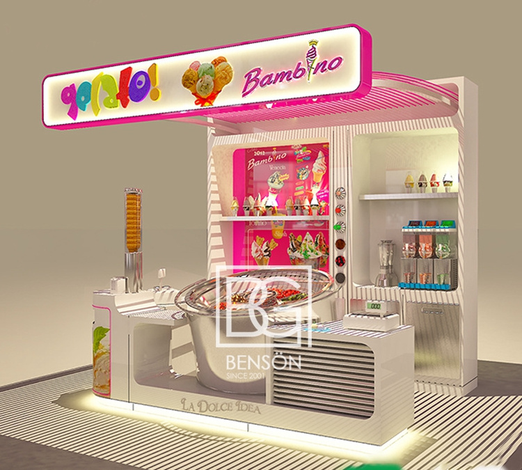 Professional Design Food Kiosk Ideas 3D Max Retail Ice Cream Kiosk Design Bubble Tea Kiosk Decoration