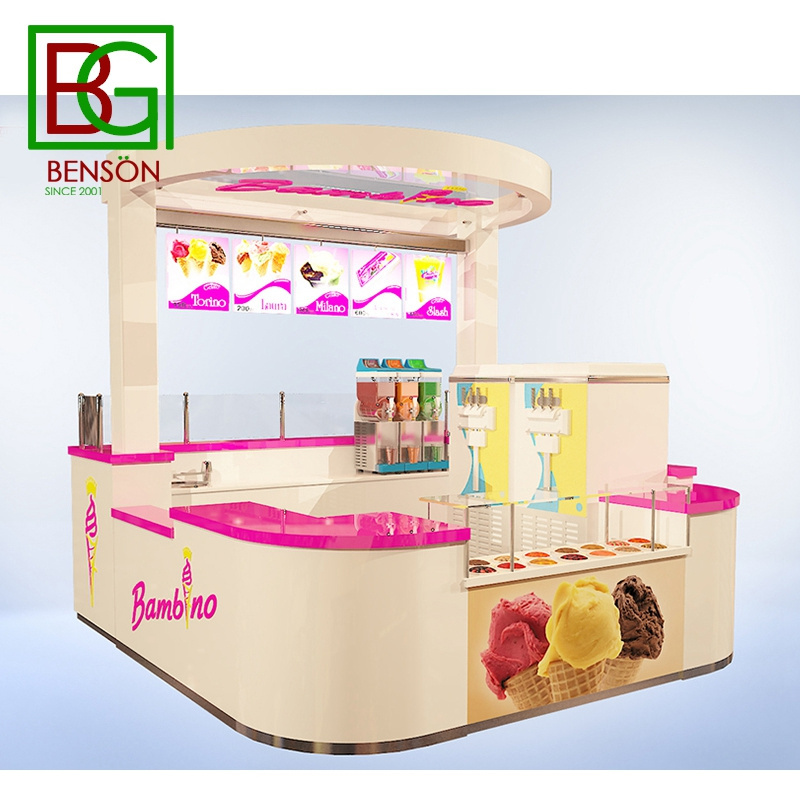 Professional Design Food Kiosk Ideas 3D Max Retail Ice Cream Kiosk Design Bubble Tea Kiosk Decoration