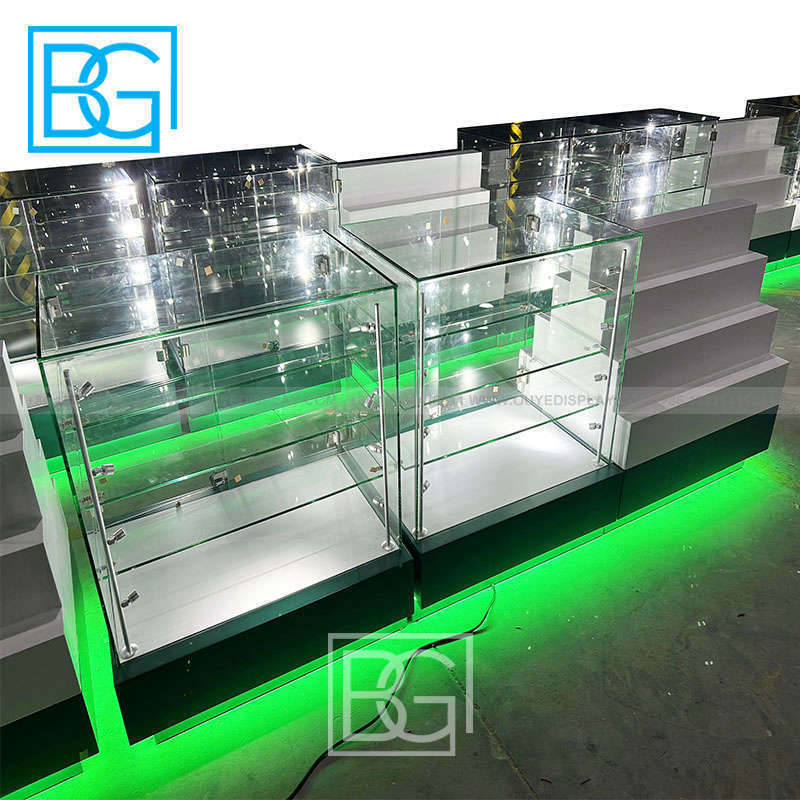 Factory Design And Manufacture Glass Counter Cigar Shelves Mobile Shop Design Led Lighting Vitrine Tobacco Display Cases