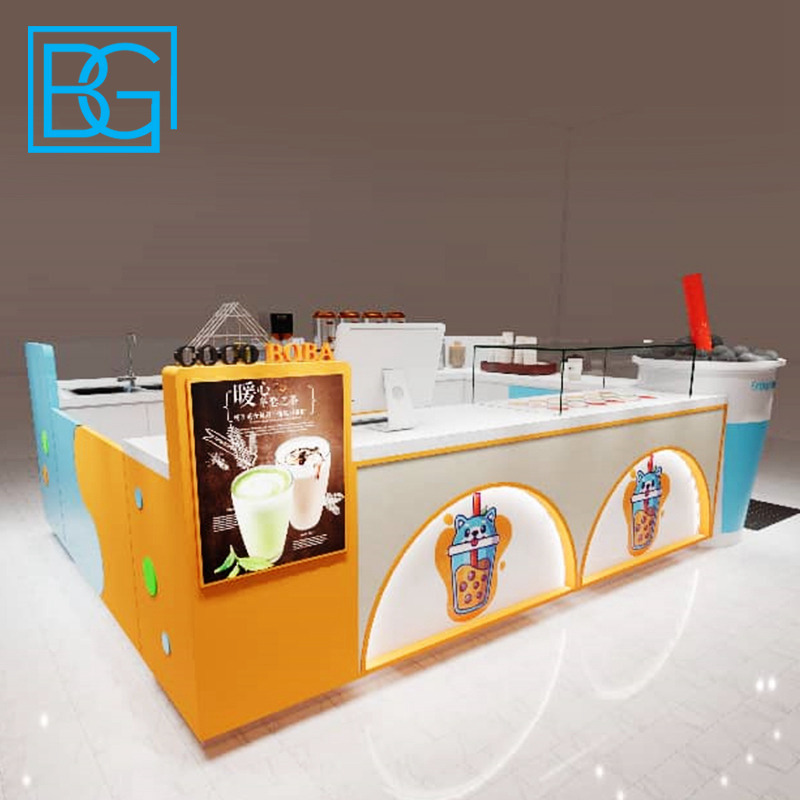 Manufacture Milk Tea Bar Counter Customized Stylish 3D Ice Cream Kiosk Design Tea Shop Furniture