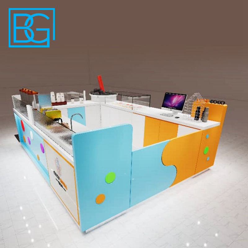 Manufacture Milk Tea Bar Counter Customized Stylish 3D Ice Cream Kiosk Design Tea Shop Furniture