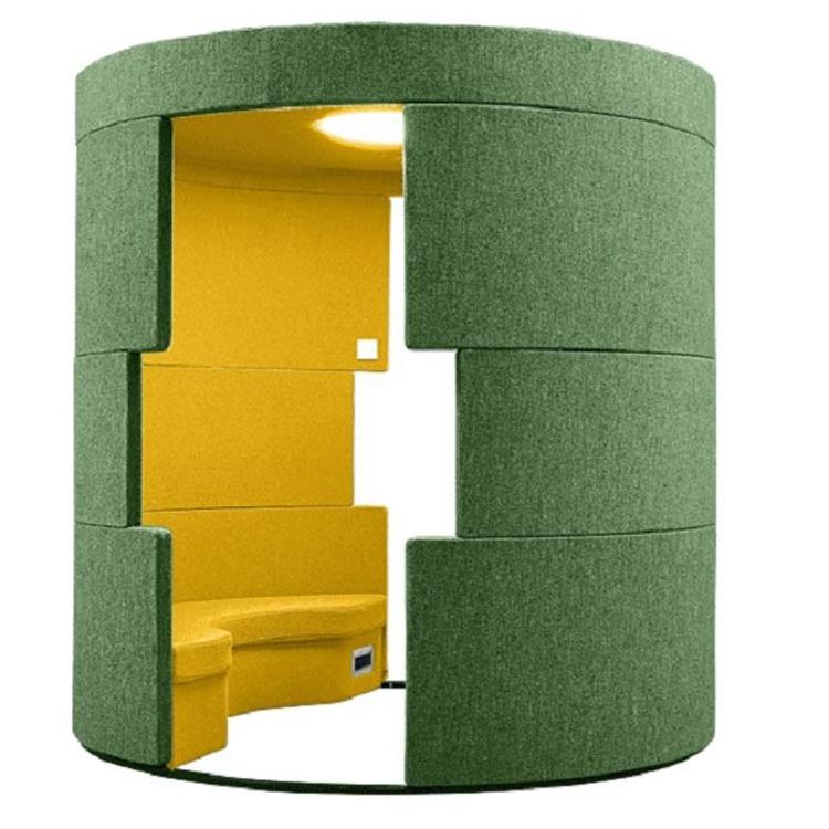 High round shape fabric type office meeting soundproof vocal booth with table desk