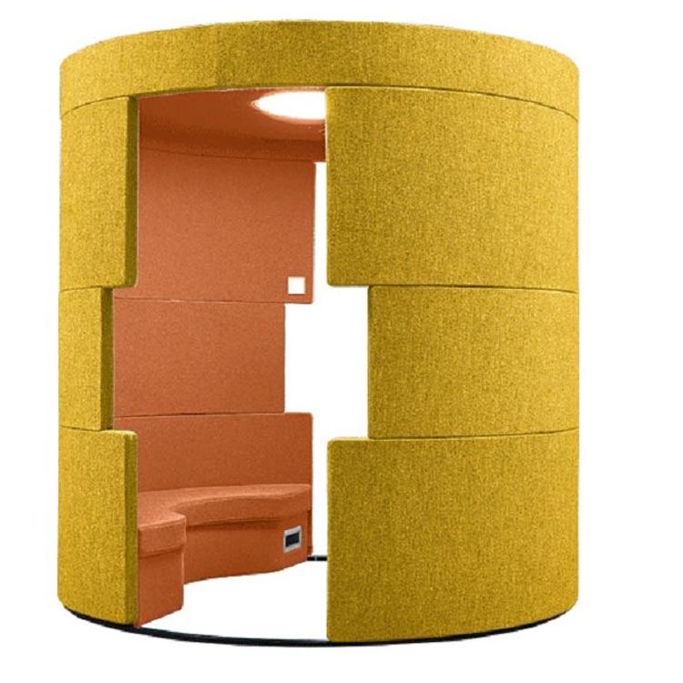 High round shape fabric type office meeting soundproof vocal booth with table desk