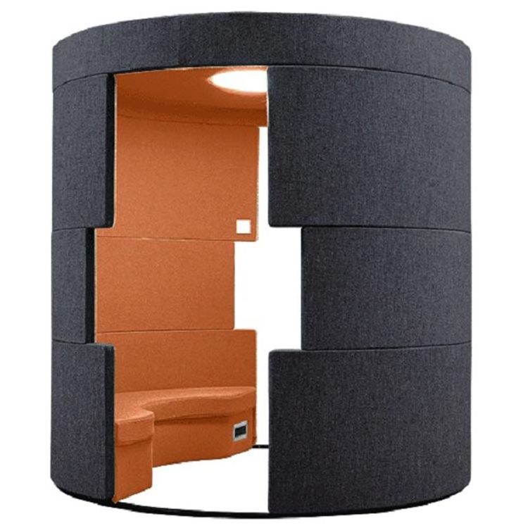 High round shape fabric type office meeting soundproof vocal booth with table desk