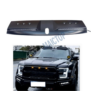 MAICTOP Car Accessories ABS Black Front Top Spoiler with led For Ranger 2012-2021 T6 T7 T8 DRL Roof Light