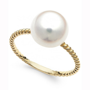 Creative Twist Ring Cultured Freshwater Pearl Ring in 14k Gold (9mm)