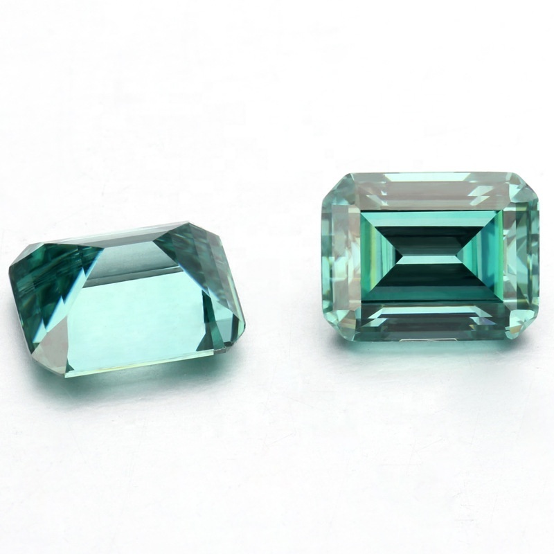 Green Color Emerald Cut Moissanite Diamond Graceful Fashion Classic 4*6mm-10*12mm