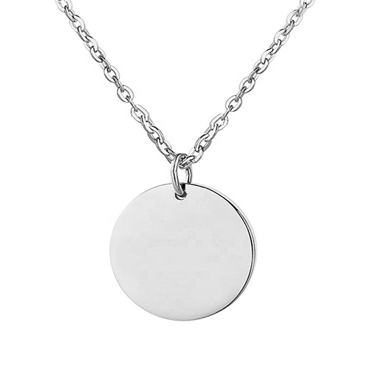 High Polish Custom Name Circle Plain Disc 925 Sterling Silver Jewelry Pendant Charm Coin 18k Gold Necklaces