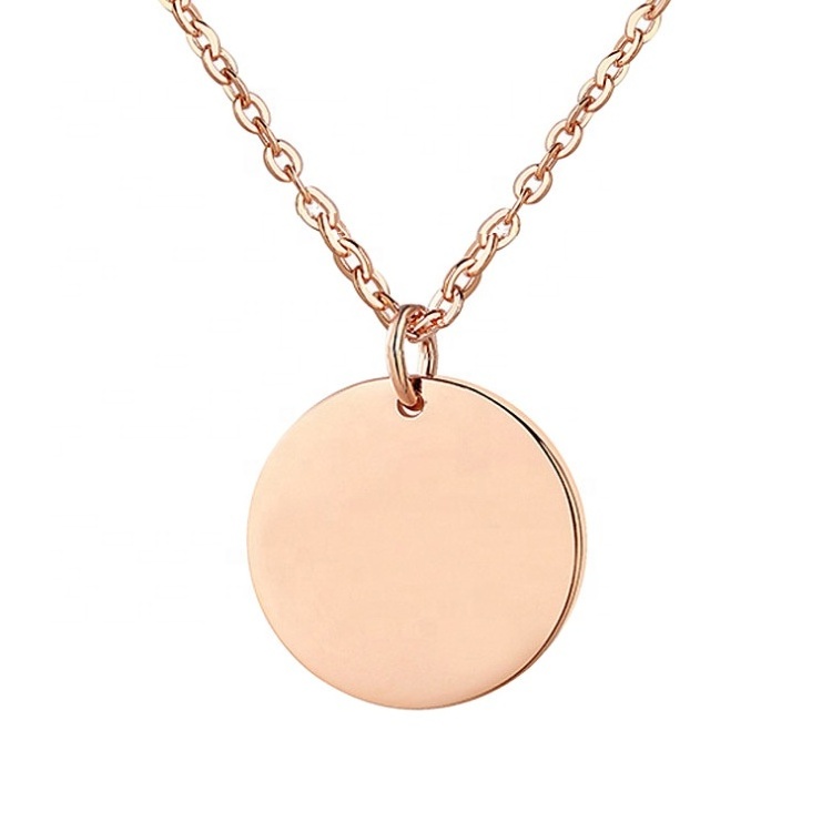 High Polish Custom Name Circle Plain Disc 925 Sterling Silver Jewelry Pendant Charm Coin 18k Gold Necklaces