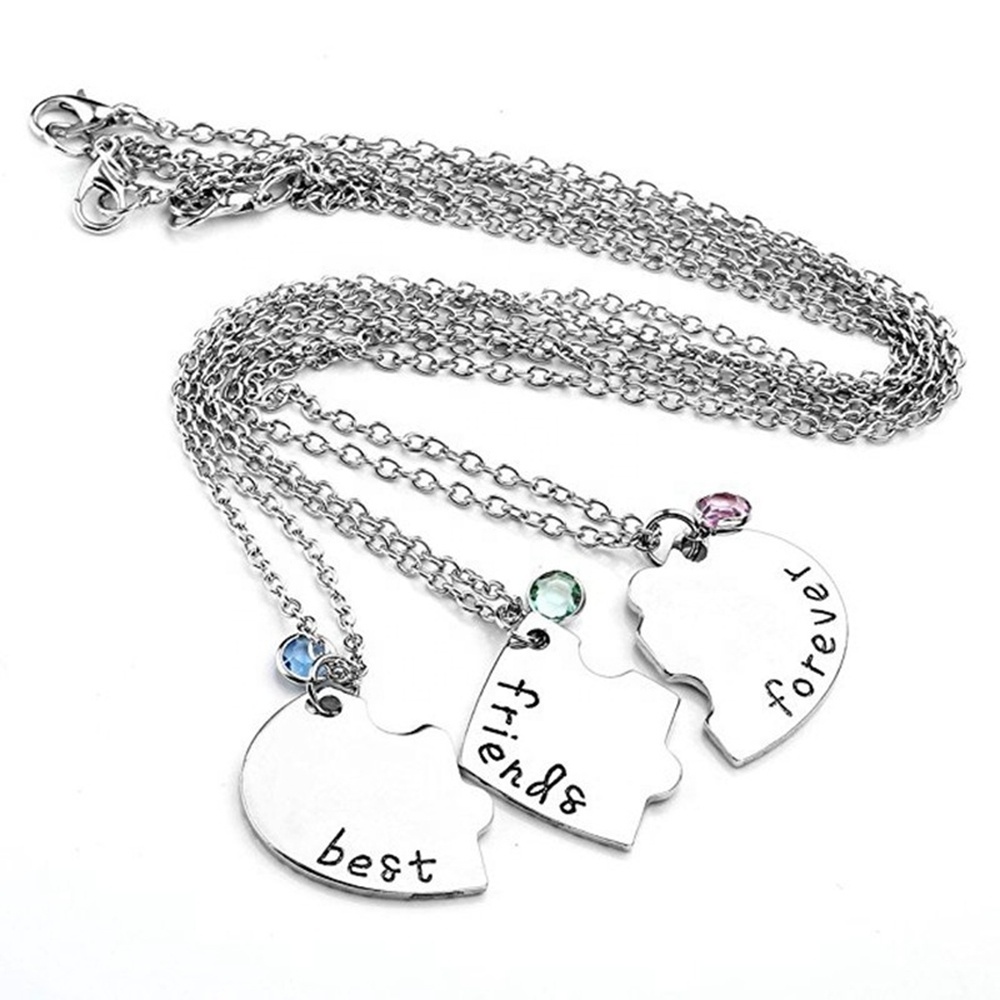 Custom Stainless Steel Best Friends Forever Love Heart Puzzle Necklaces Jewelry