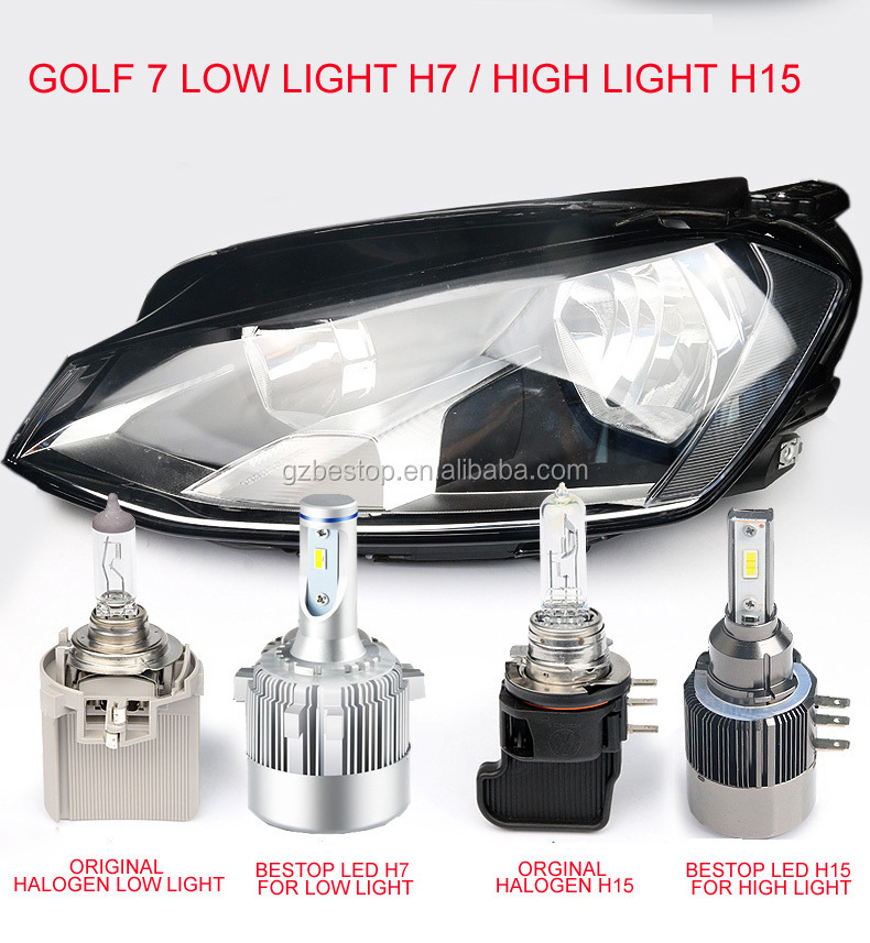 led headlight bulb high beam mk7 MK6 h15 led headlight low beam h7 car led light