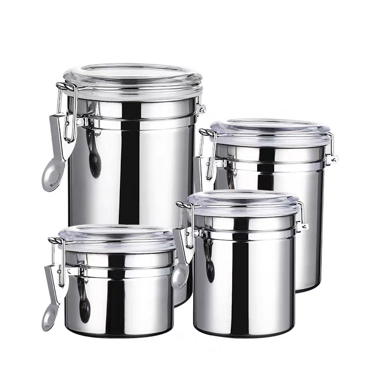 16 oz 25 oz 28 oz 36 oz stainless steel Jars With Airtight Hinged Lids For Kitchen Canisters 750ml herb Storage Containers