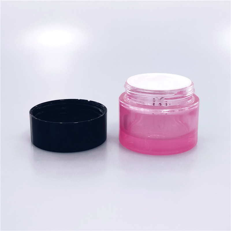 Wholesale High lid empty 20 ml 30 ml 50ml coloured Matte Black pink clear square cosmetic Glass Cream Jar For Cosmetic Cream Jar