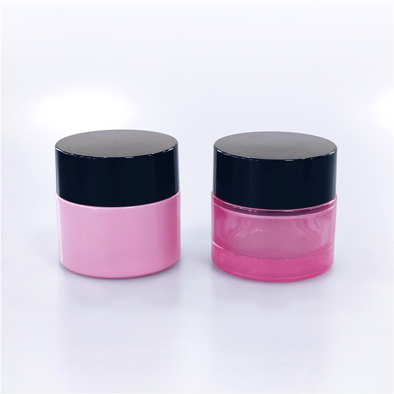 Wholesale High lid empty 20 ml 30 ml 50ml coloured Matte Black pink clear square cosmetic Glass Cream Jar For Cosmetic Cream Jar