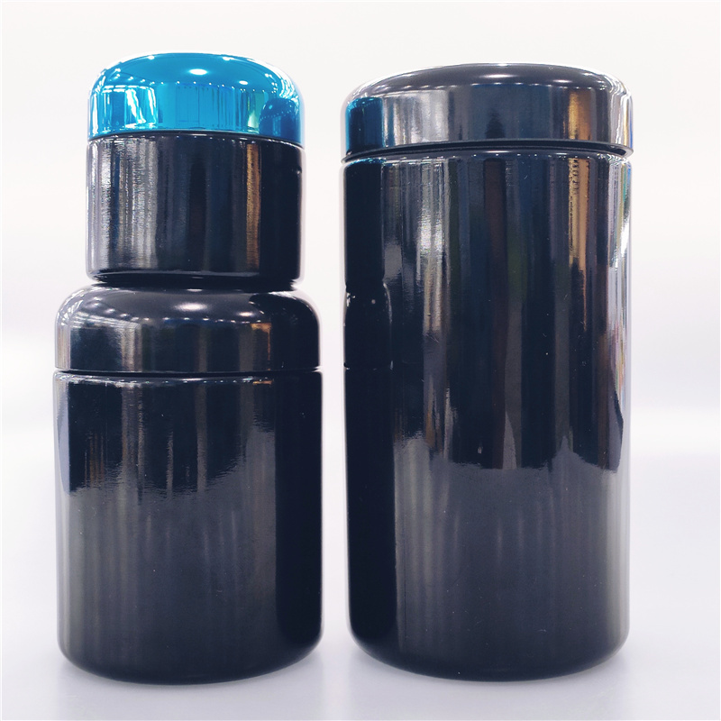 50ML 100ML 150ML 200ML 250ML dark violet glass bottles cosmetic lotion cream bottles black uv glass jar