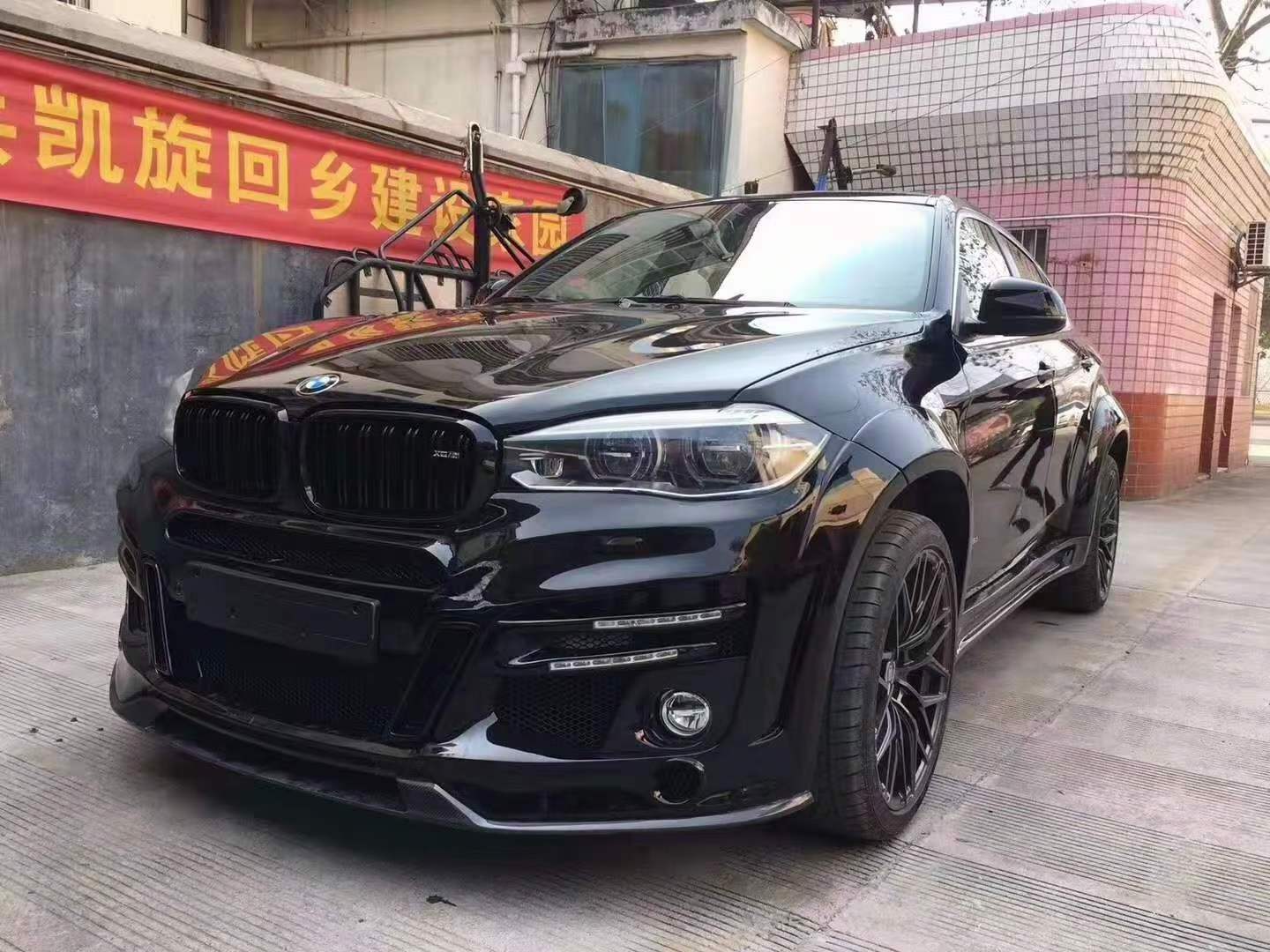 BETTER High Quality Car Wide body kit For BMW X6 X6M F16 update to LUMA Style Engine Hood With 4 output central Exhaust