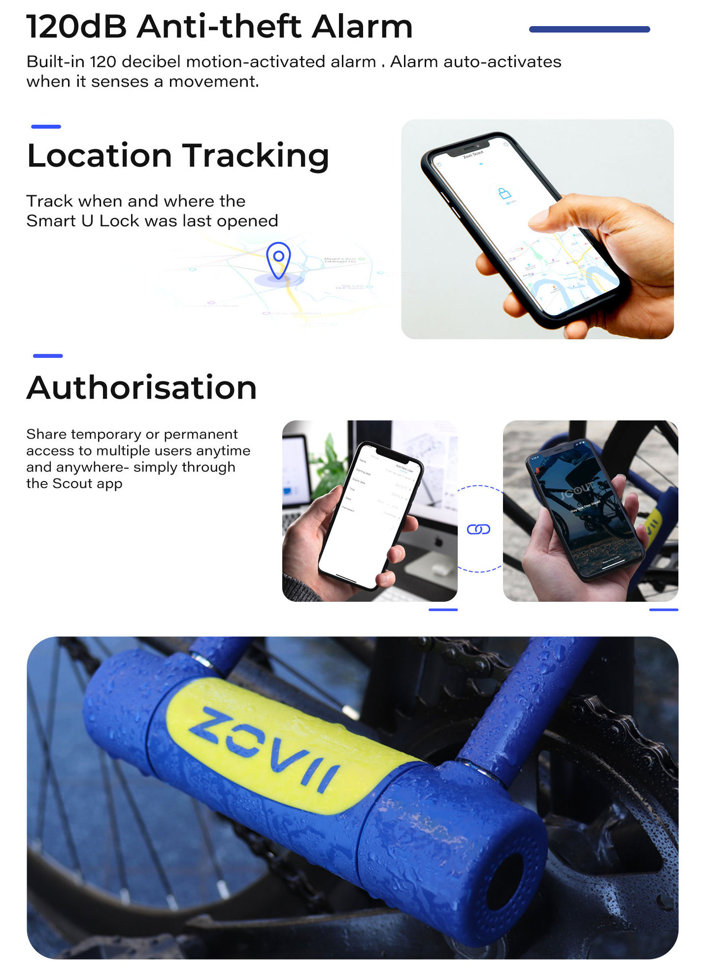 Security Bicycle Smart U-shape Locks Motorcycle Keyless Lock App Control Personal Use Bluetooths Bike Lock